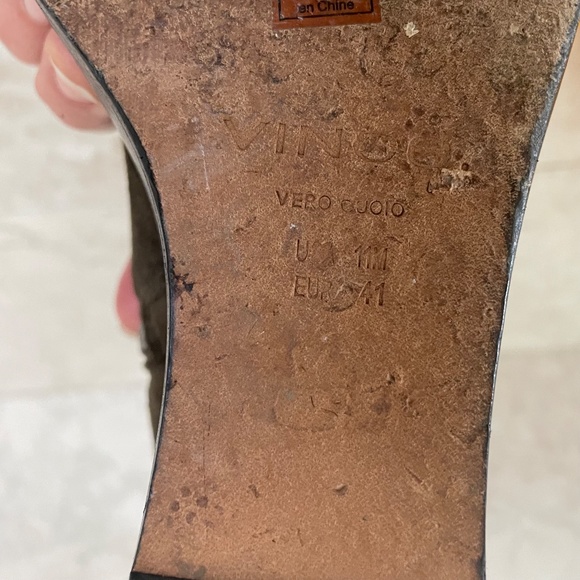 VINCE {11} Booties Mavis Suede Wedge Ankle Boots Olive Green - Picture 9 of 12